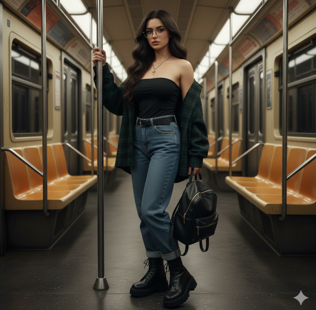 地铁中的超现实主义全身肖像