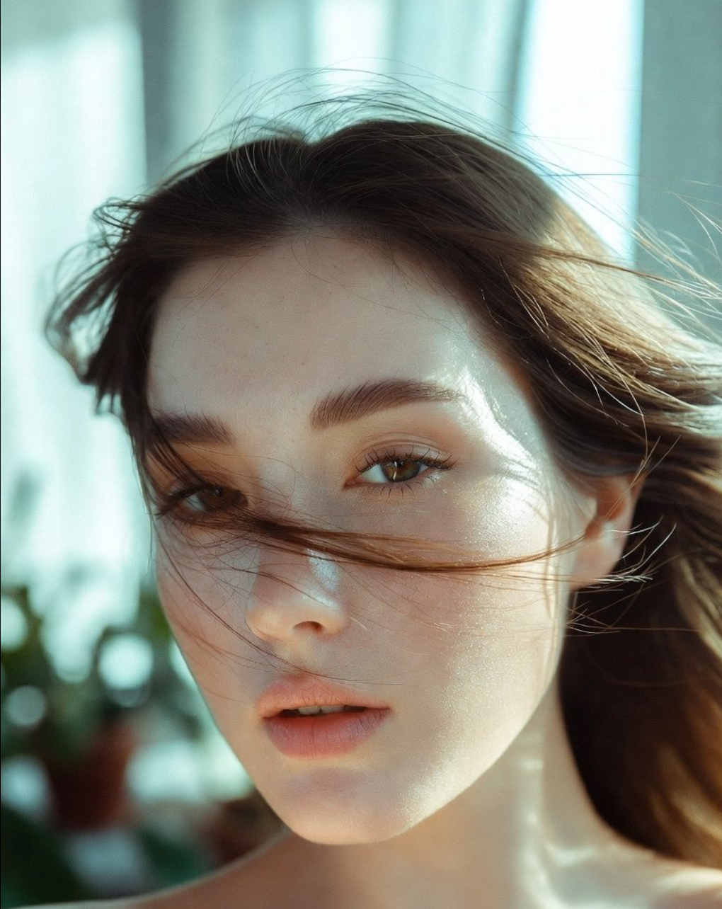 窗边光影：自然清新的自拍