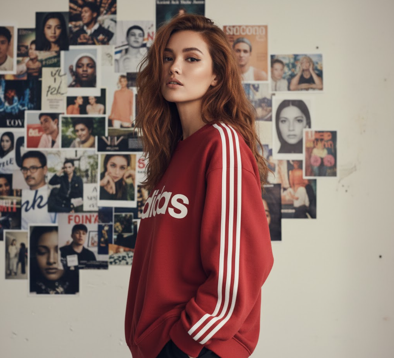 阿迪达斯与复古海报墙