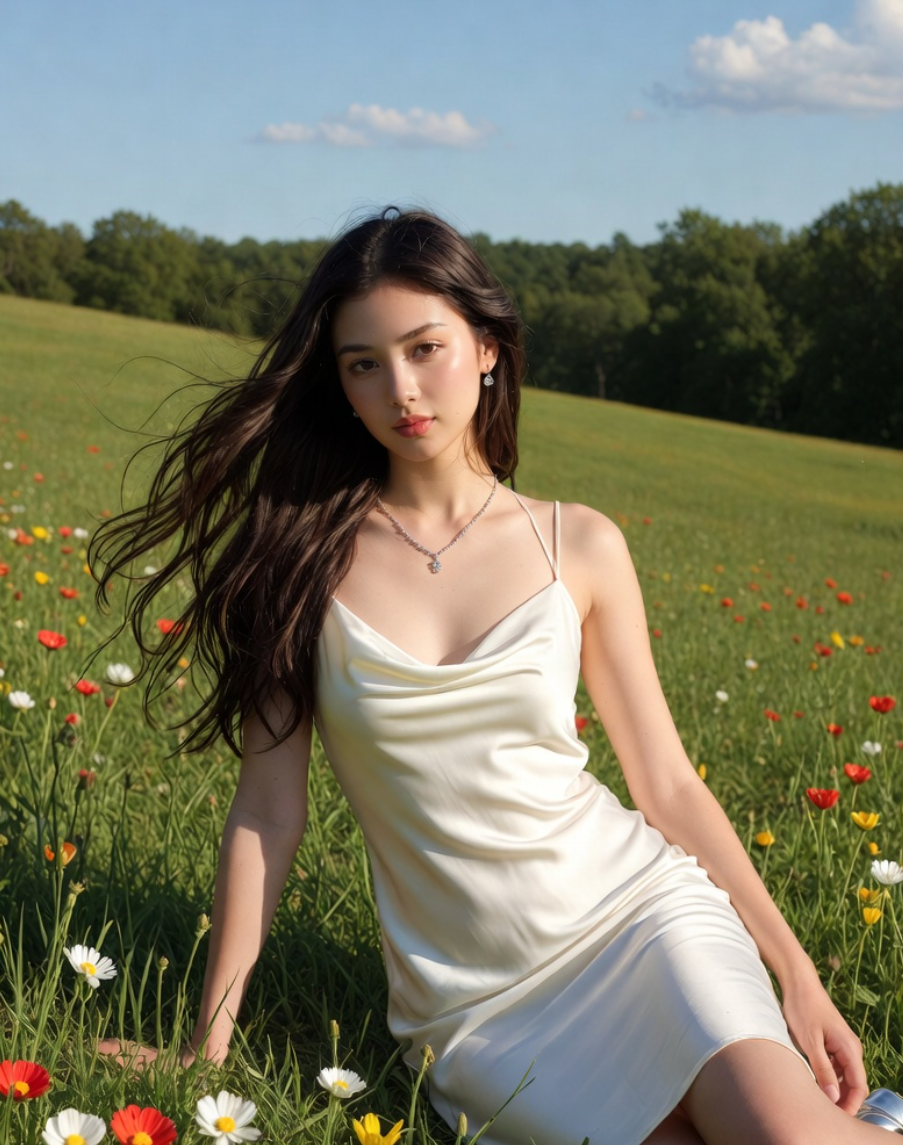 花海中的夏日奢华肖像