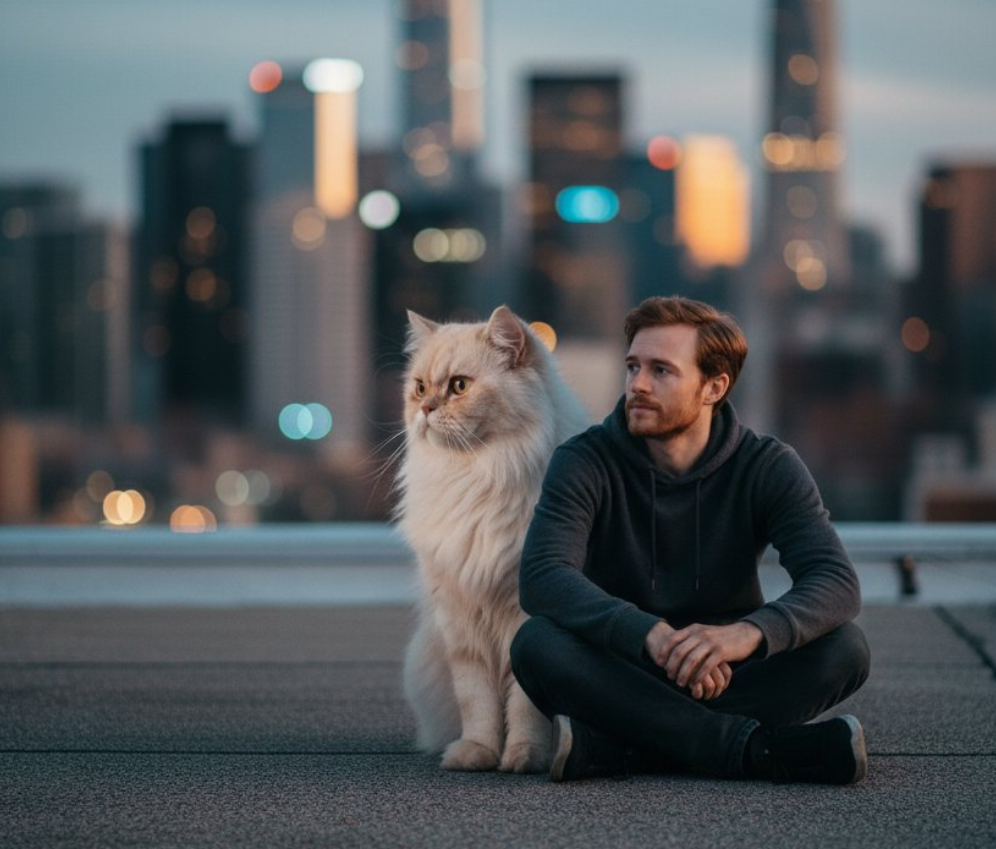 只有我和我的猫咪伙伴，一起感受都市的活力