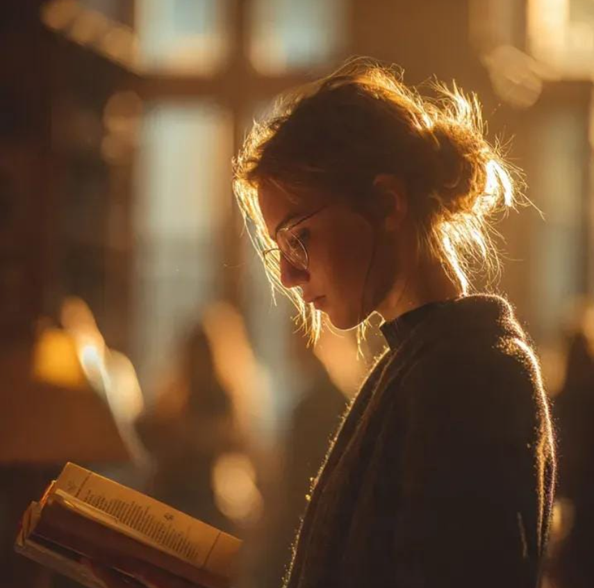 阳光图书馆中的阅读时光