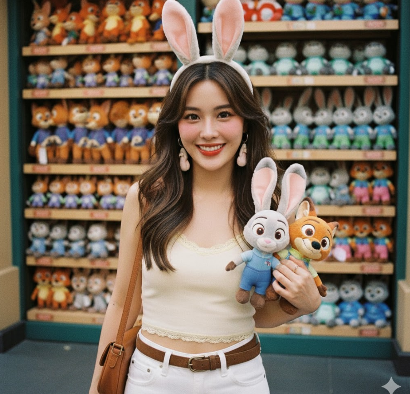 动物城娃娃店的电影感特写图像